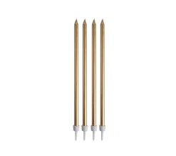 HOMEA Anniversaire Et Autres Fêtes^ Set De 16 Longues Bougies D Anniversaire 14.5 Cm Or