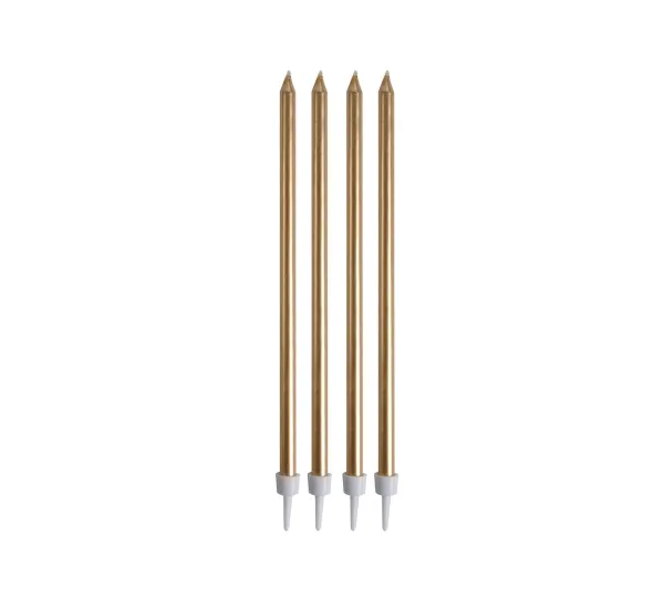 HOMEA Anniversaire Et Autres Fêtes^ Set De 16 Longues Bougies D Anniversaire 14.5 Cm Or