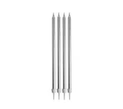 HOMEA Anniversaire Et Autres Fêtes^ Set De 16 Longues Bougies D Anniversaire 14.5 Cm Argent