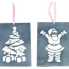 LIFESTYLE HOME COLLECTION Guirlande Et Boule De Sapin^ Suspension Sapin Et Pere Noël En Metal 12X16Cm (Par 2)