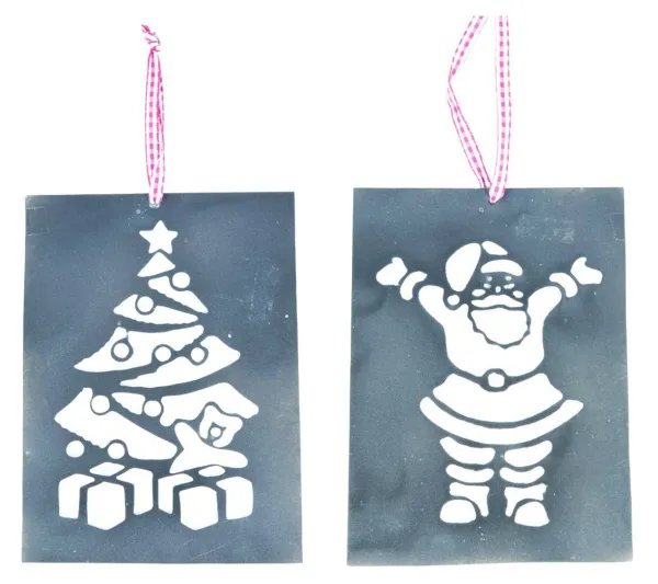 LIFESTYLE HOME COLLECTION Guirlande Et Boule De Sapin^ Suspension Sapin Et Pere Noël En Metal 12X16Cm (Par 2)