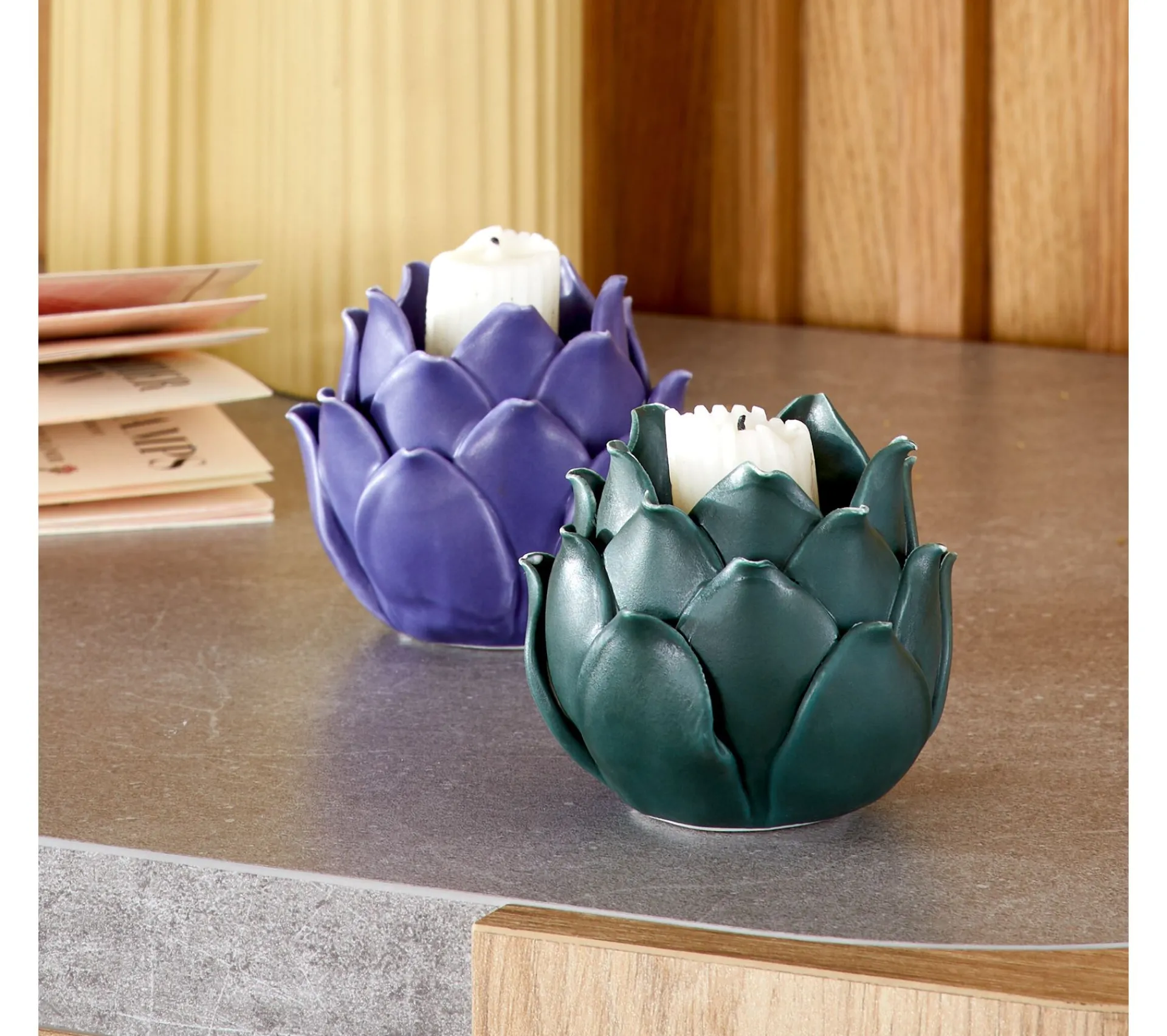 Sale LINEA NATURA Bougeoir Lotus H. 6 Cm Ulila Vert