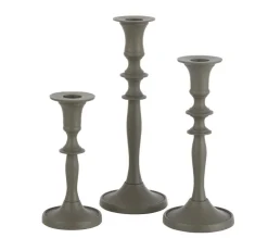 Outlet * Lot De 3 Bougeoirs Design "Croka" 23Cm Vert