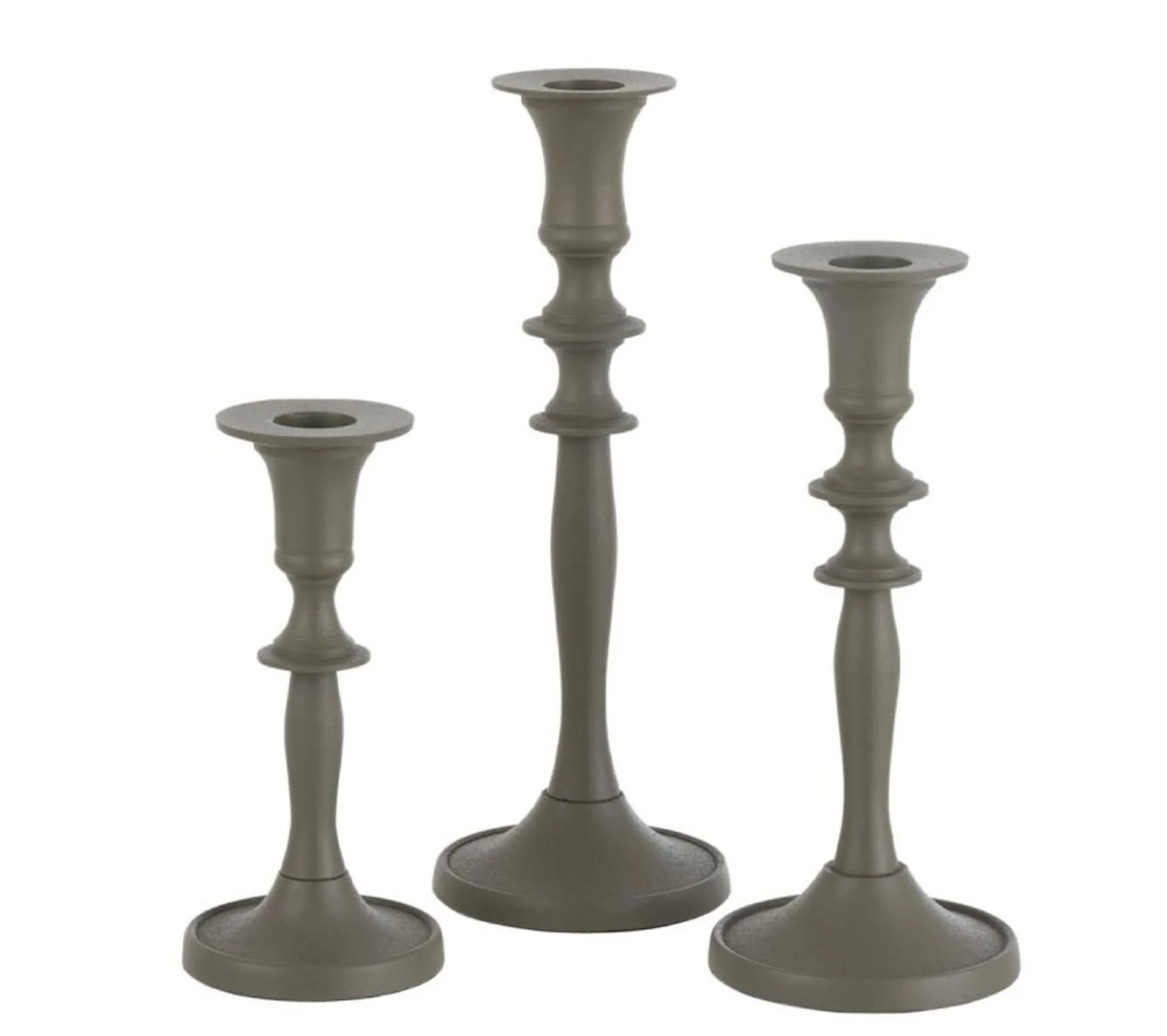 Outlet * Lot De 3 Bougeoirs Design "Croka" 23Cm Vert