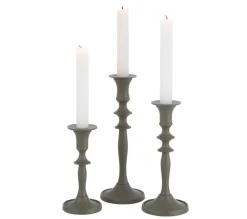 Outlet * Lot De 3 Bougeoirs Design "Croka" 23Cm Vert
