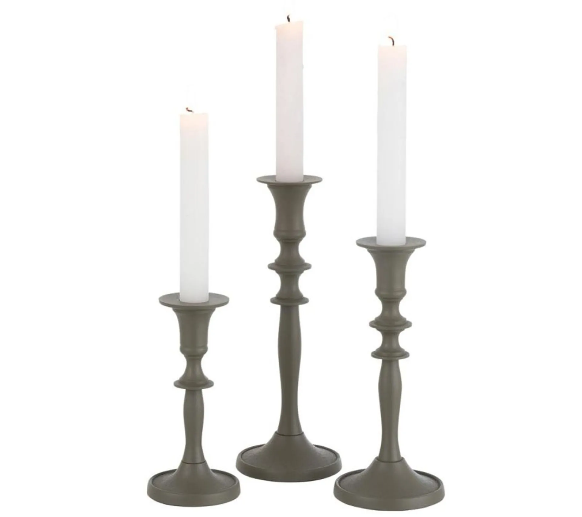 Outlet * Lot De 3 Bougeoirs Design "Croka" 23Cm Vert