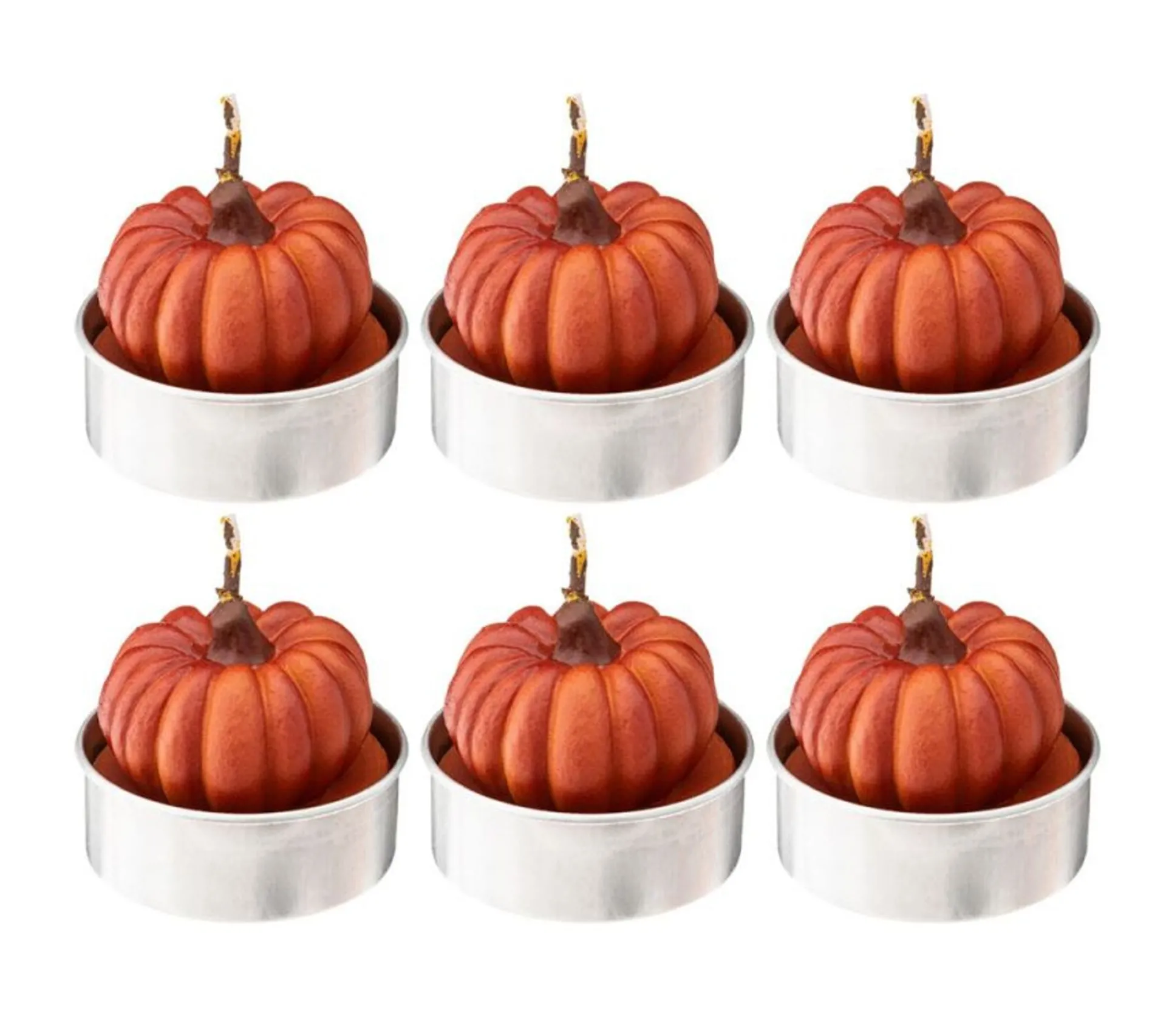 Best * Lot De 6 Bougies Chauffe-Plat "Citrouille" 3Cm Orange