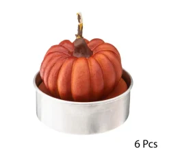 Best * Lot De 6 Bougies Chauffe-Plat "Citrouille" 3Cm Orange