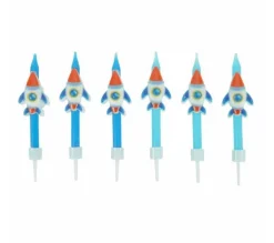 * Anniversaire Et Autres Fêtes^Lot De 6 Bougies 3D "Espace" 7Cm Bleu