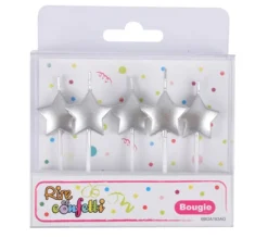* Anniversaire Et Autres Fêtes^Lot De 5 Bougies 3D "Etoile" 7Cm Argent