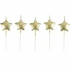 * Anniversaire Et Autres Fêtes^Lot De 5 Bougies 3D "Etoile" 7Cm Or
