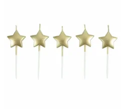 * Anniversaire Et Autres Fêtes^Lot De 5 Bougies 3D "Etoile" 7Cm Or