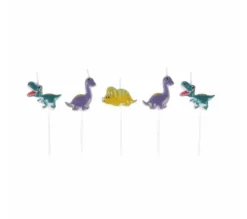 * Anniversaire Et Autres Fêtes^Lot De 5 Bougies D'Anniversaire "Happy Dino" Multicolore