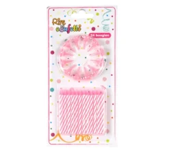 * Anniversaire Et Autres Fêtes^Lot De 24 Bougies D'Anniversaire "Support" 5Cm Rose