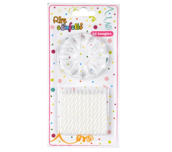 * Anniversaire Et Autres Fêtes^Lot De 24 Bougies D'Anniversaire "Support" 5Cm Blanc