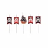 * Anniversaire Et Autres Fêtes^Lot De 5 Bougies D'Anniversaire "Pirates" Rouge Et Noir