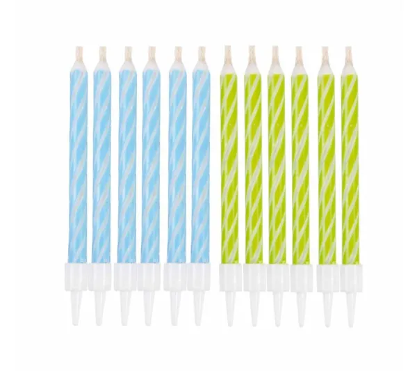 * Anniversaire Et Autres Fêtes^Lot De 12 Bougies D'Anniversaire "Magiques" 6Cm Bleu Et Vert