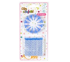* Anniversaire Et Autres Fêtes^Lot De 24 Bougies D'Anniversaire "Support" 5Cm Bleu