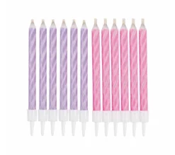 * Anniversaire Et Autres Fêtes^Lot De 12 Bougies D'Anniversaire "Magiques" 6Cm Rose Et Violet