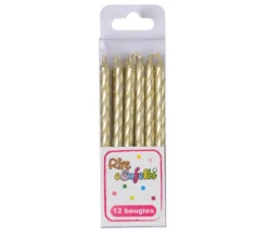 * Anniversaire Et Autres Fêtes^Lot De 12 Bougies D'Anniversaire "Metalliques" 6Cm Or