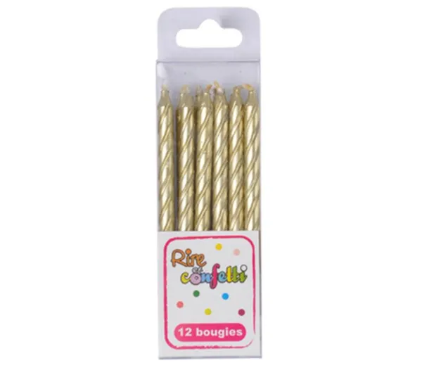* Anniversaire Et Autres Fêtes^Lot De 12 Bougies D'Anniversaire "Metalliques" 6Cm Or