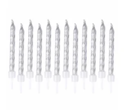 * Anniversaire Et Autres Fêtes^Lot De 12 Bougies D'Anniversaire "Metalliques" 6Cm Argent