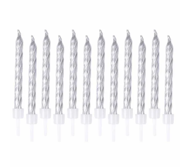 * Anniversaire Et Autres Fêtes^Lot De 12 Bougies D'Anniversaire "Metalliques" 6Cm Argent
