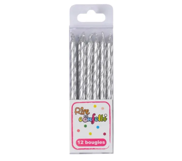 * Anniversaire Et Autres Fêtes^Lot De 12 Bougies D'Anniversaire "Metalliques" 6Cm Argent