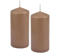 Store * Lot De 2 Bougies Pilier "Essentiel" 10Cm Taupe
