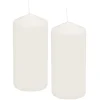 Outlet * Lot De 2 Bougies Pilier "Essentiel" 10Cm Blanc