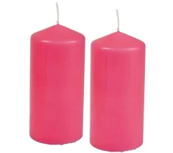 Fashion * Lot De 2 Bougies Pilier "Essentiel" 10Cm Rose