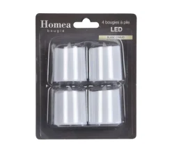 Store * Lot De 4 Bougies Pilier "Led" 5Cm Blanc