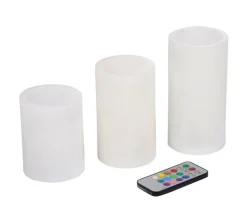 Hot * Lot De 3 Bougies Variation De Couleur "Led" 15Cm Blanc