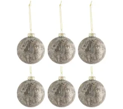 * Guirlande Et Boule De Sapin^Lot De 6 Boules De Noël "Antique" 8Cm Gris Et Or