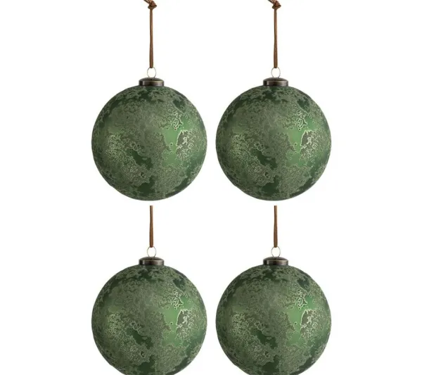 * Guirlande Et Boule De Sapin^Lot De 4 Boules De Noël "Antique" 12Cm Vert