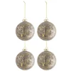 * Guirlande Et Boule De Sapin^Lot De 4 Boules De Noël "Antique" 10Cm Gris Et Or