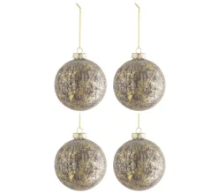 * Guirlande Et Boule De Sapin^Lot De 4 Boules De Noël "Antique" 10Cm Gris Et Or