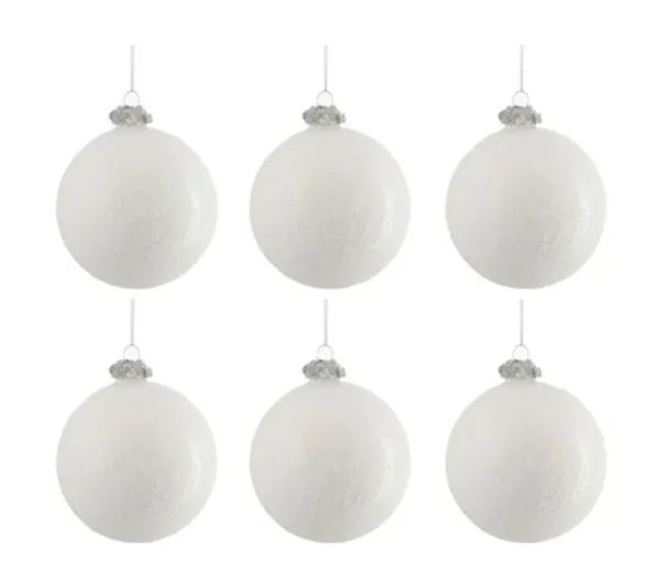 * Guirlande Et Boule De Sapin^Lot De 6 Boules De Noël "Antique" 28Cm Blanc