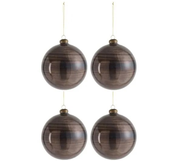 * Guirlande Et Boule De Sapin^Lot De 4 Boules De Noël "Antiquan" 12Cm Marron