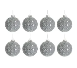 * Guirlande Et Boule De Sapin^Lot De 8 Boules De Noël "Antique Ronde" 8Cm Gris