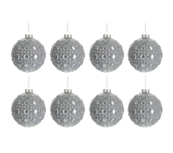 * Guirlande Et Boule De Sapin^Lot De 8 Boules De Noël "Antique Ronde" 8Cm Gris
