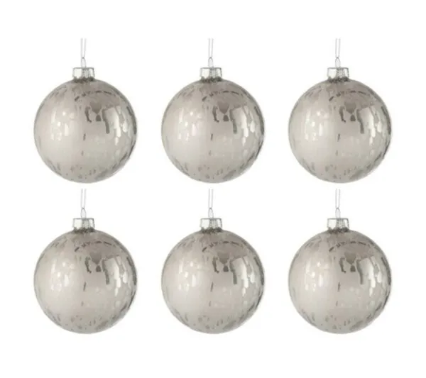 * Guirlande Et Boule De Sapin^Lot De 6 Boules De Noël "Brillant" 8Cm Argent
