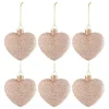 * Guirlande Et Boule De Sapin^Lot De 6 Boules De Noël "C Ur Paillettes" 9Cm Rose