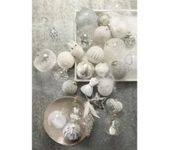 * Guirlande Et Boule De Sapin^Lot De 4 Boules De Noël "C Ur Perles" 6Cm Blanc