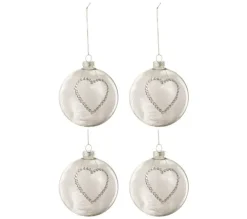 * Guirlande Et Boule De Sapin^Lot De 4 Boules De Noël "C Ur Strass" 10Cm Blanc
