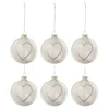 * Guirlande Et Boule De Sapin^Lot De 6 Boules De Noël "C Ur Strass" 8Cm Blanc
