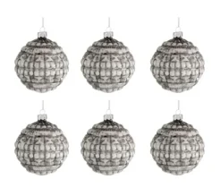 * Guirlande Et Boule De Sapin^Lot De 6 Boules De Noël "Carapa" 8Cm Gris