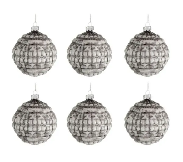 * Guirlande Et Boule De Sapin^Lot De 6 Boules De Noël "Carapa" 8Cm Gris