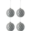 * Guirlande Et Boule De Sapin^Lot De 4 Boules De Noël "Carreau" 10Cm Gris