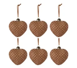* Guirlande Et Boule De Sapin^Lot De 6 Boules De Noël "Coeur" 10Cm Marron